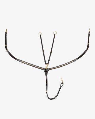 Tanned leather fork breastplate with brass clincher
