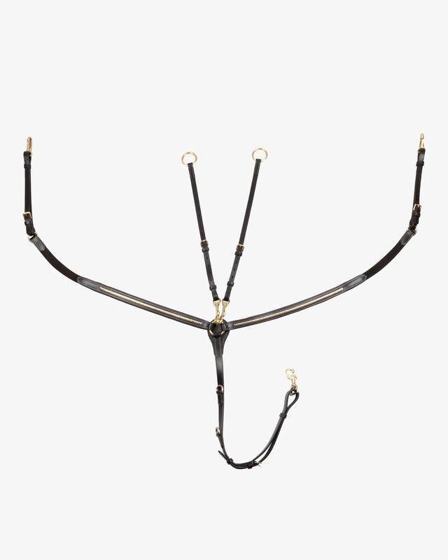 Tanned leather fork breastplate with brass clincher