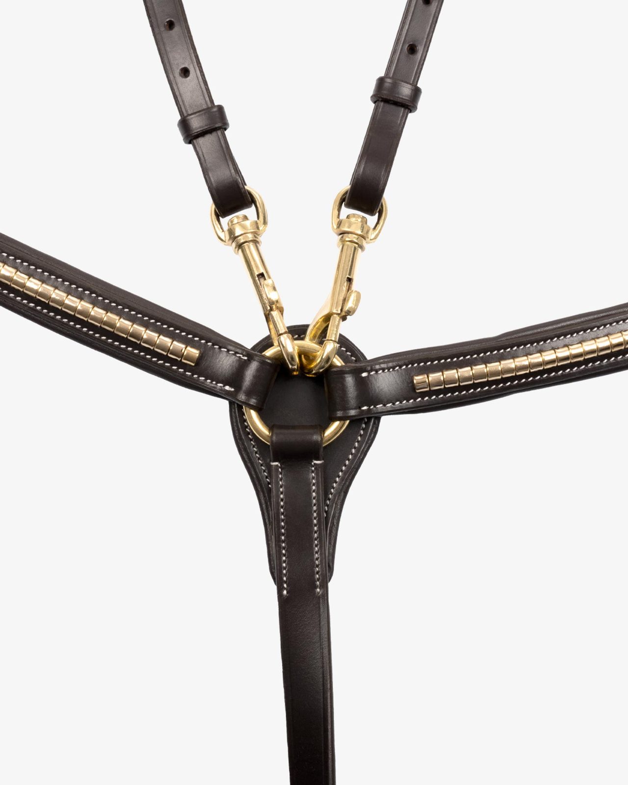 Tanned leather fork breastplate with brass clincher