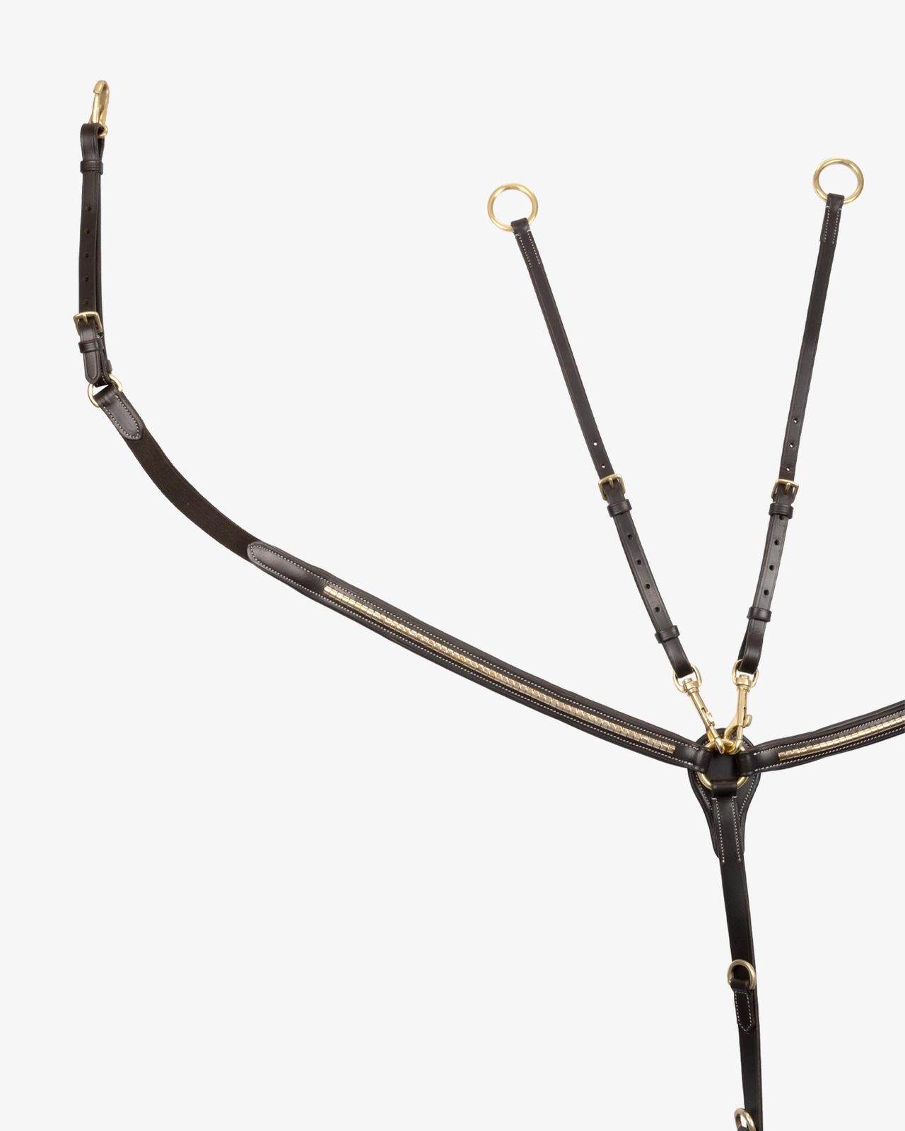 Tanned leather fork breastplate with brass clincher