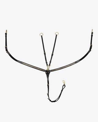 Tanned leather fork breastplate with brass clincher