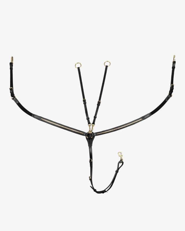 Tanned leather fork breastplate with brass clincher