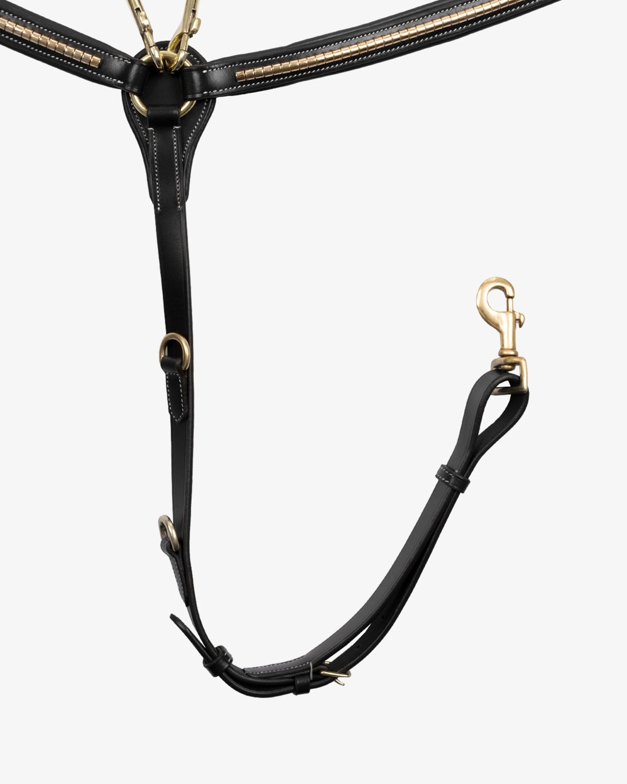 Tanned leather fork breastplate with brass clincher