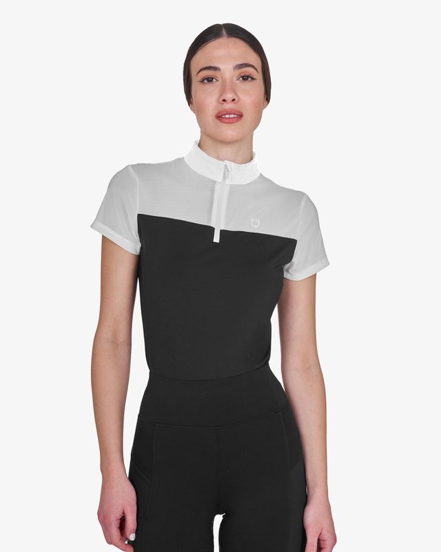Women's training polo shirt with mesh inserts