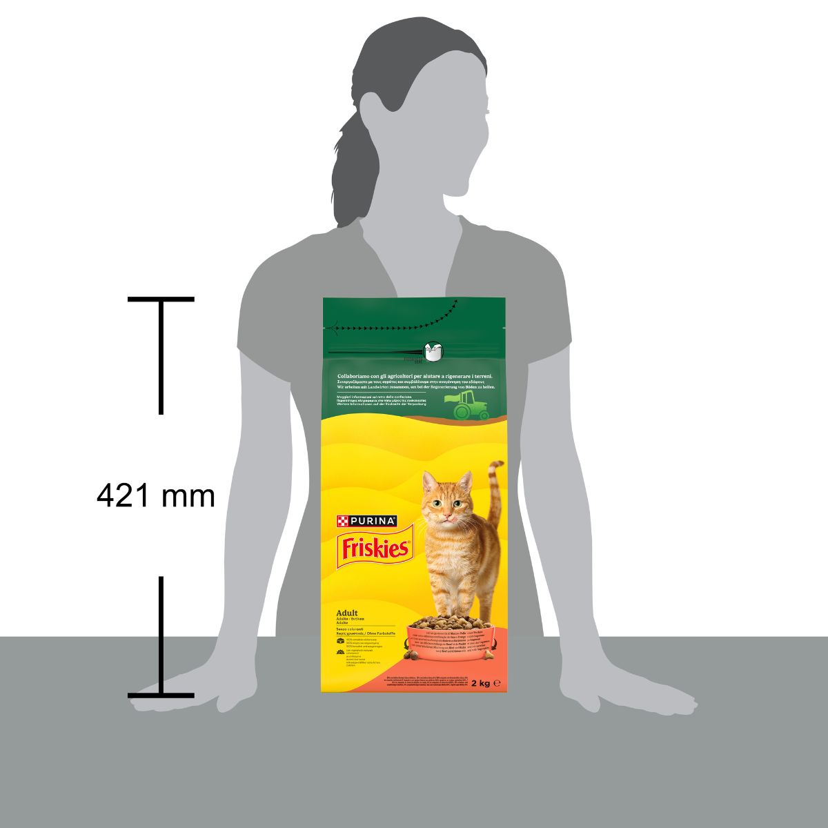 PURINA FRISKIES® Adult con un gustoso mix di Manzo e Pollo e con Verdure in confezione da 2kg
