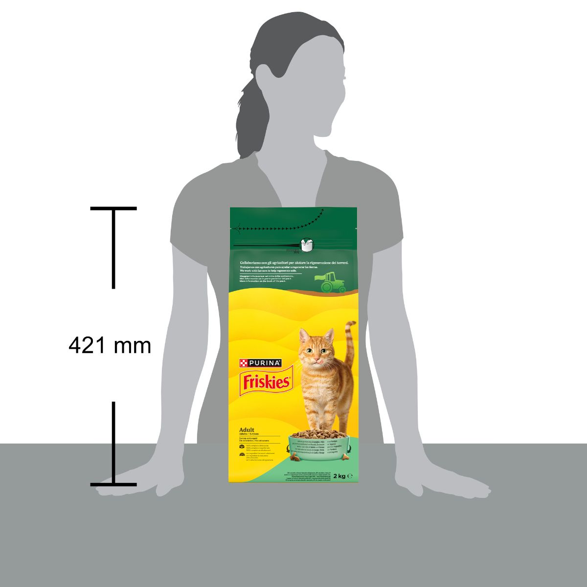 PURINA FRISKIES® Adult con un gustoso mix di Coniglio e Pollo e con Verdure in confezione da 2kg