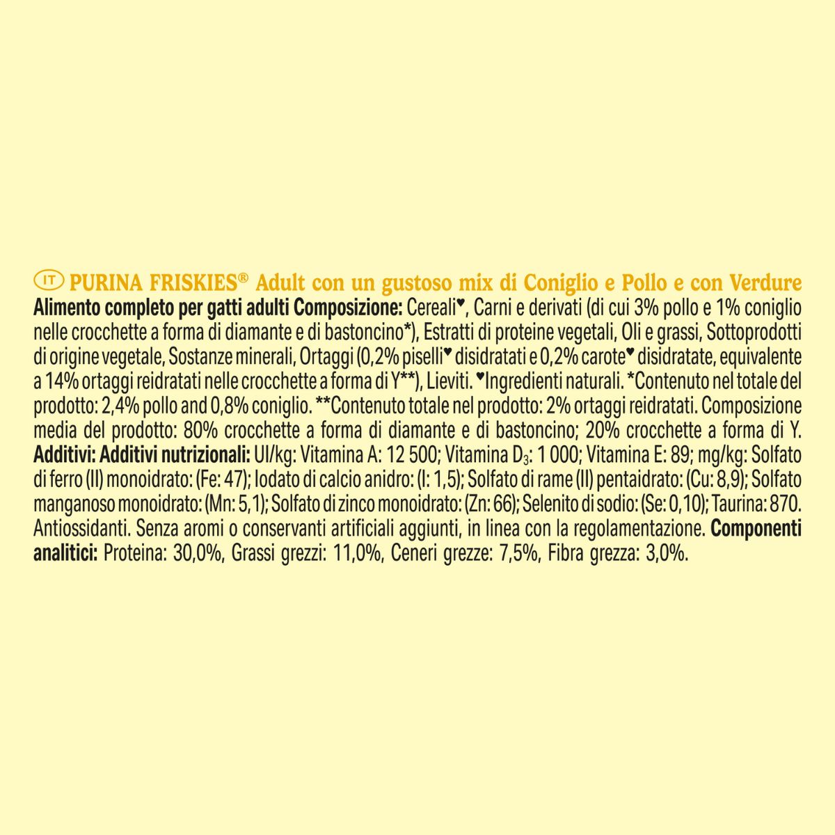 PURINA FRISKIES® Adult con un gustoso mix di Coniglio e Pollo e con Verdure in confezione da 2kg