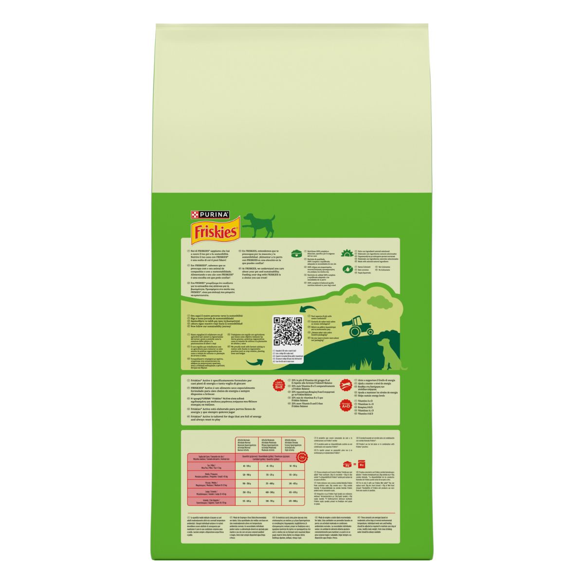 Purina® Friskies® Active crocchette per cani con manzo e verdure in confezione da 9kg