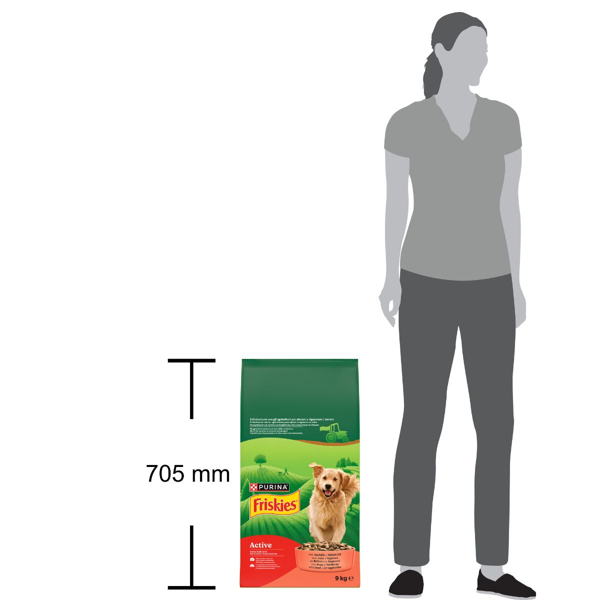 Purina® Friskies® Active crocchette per cani con manzo e verdure in confezione da 9kg