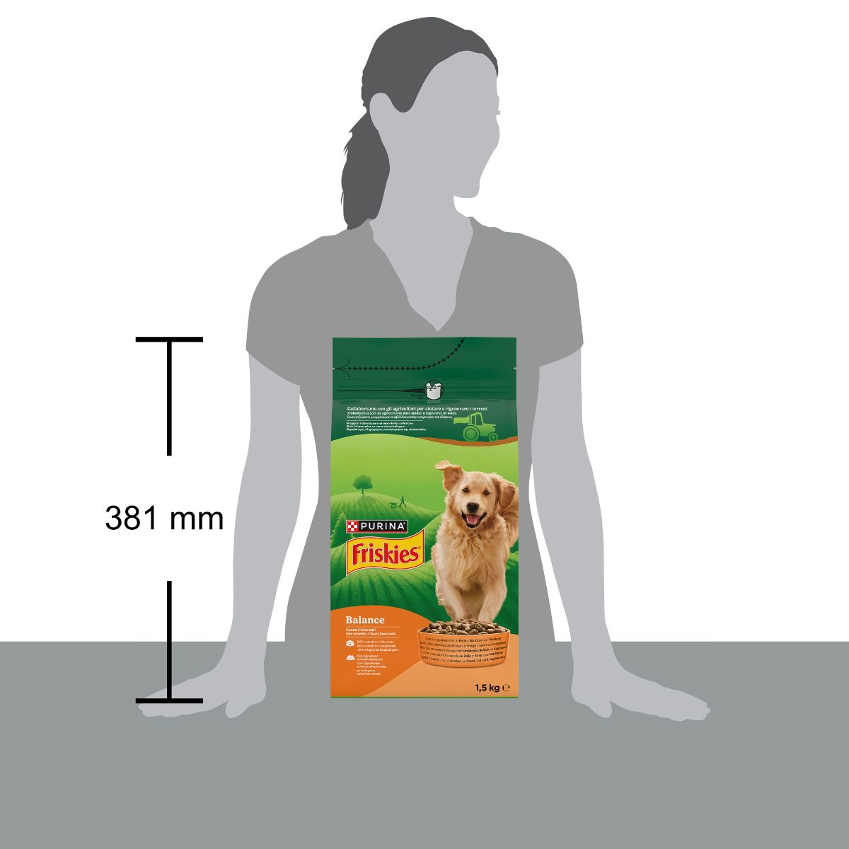 PURINA FRISKIES® Balance crocchette per cani adulti con un gustoso mix di Pollo e Manzo e con Verdure in confezione da 1,5kg