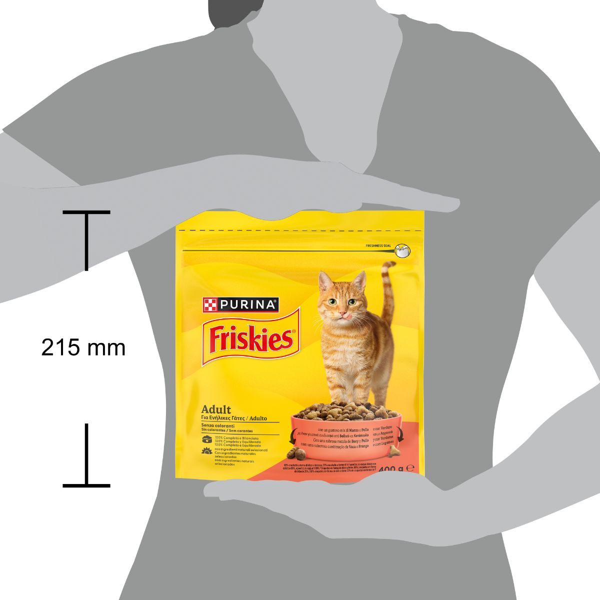 Purina Friskies® Adult con un gustoso mix di Manzo e Pollo e con Verdure in confezione da 400g