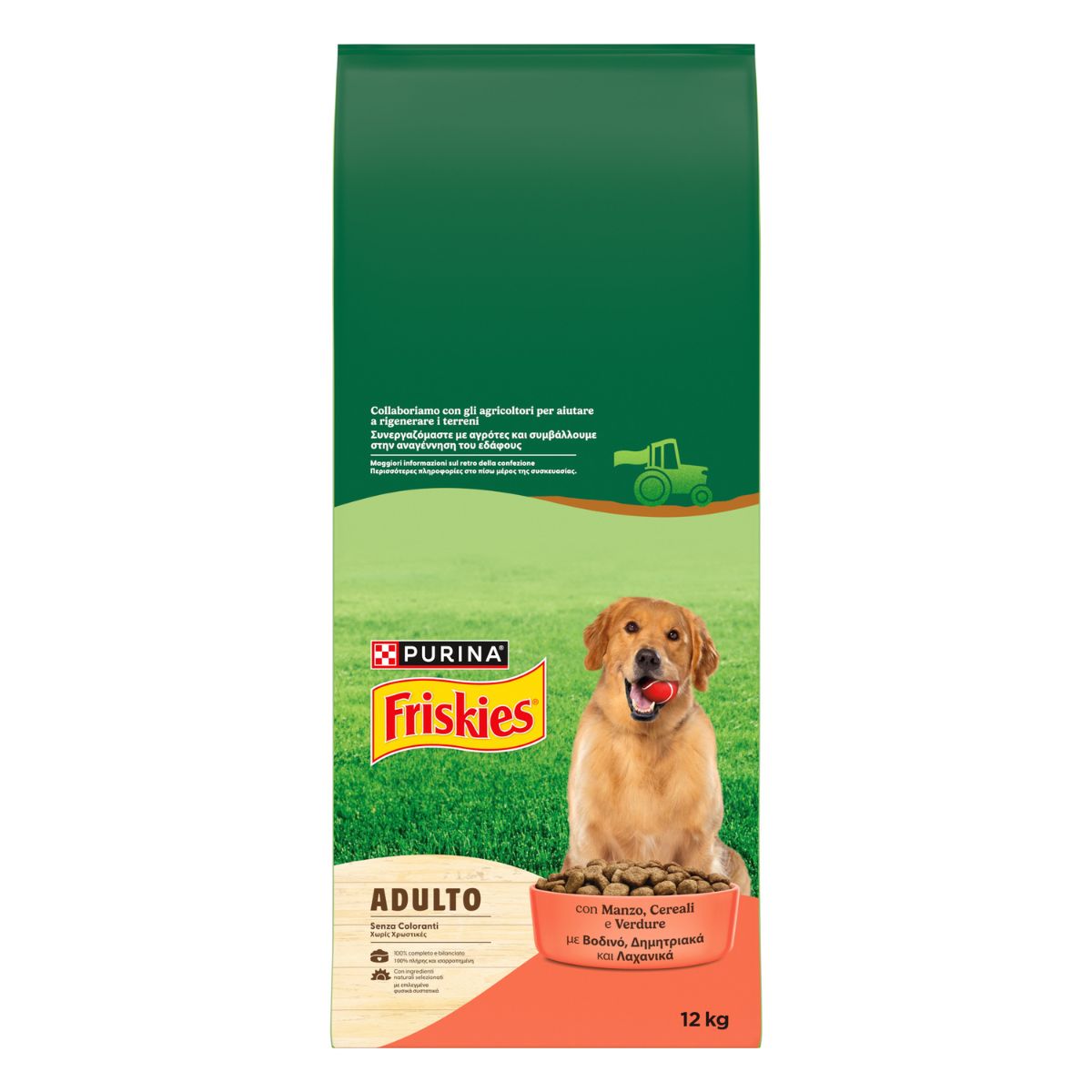 PURINA FRISKIES® Adulto crocchette per cani con Manzo e Verdure in confezione da 12kg