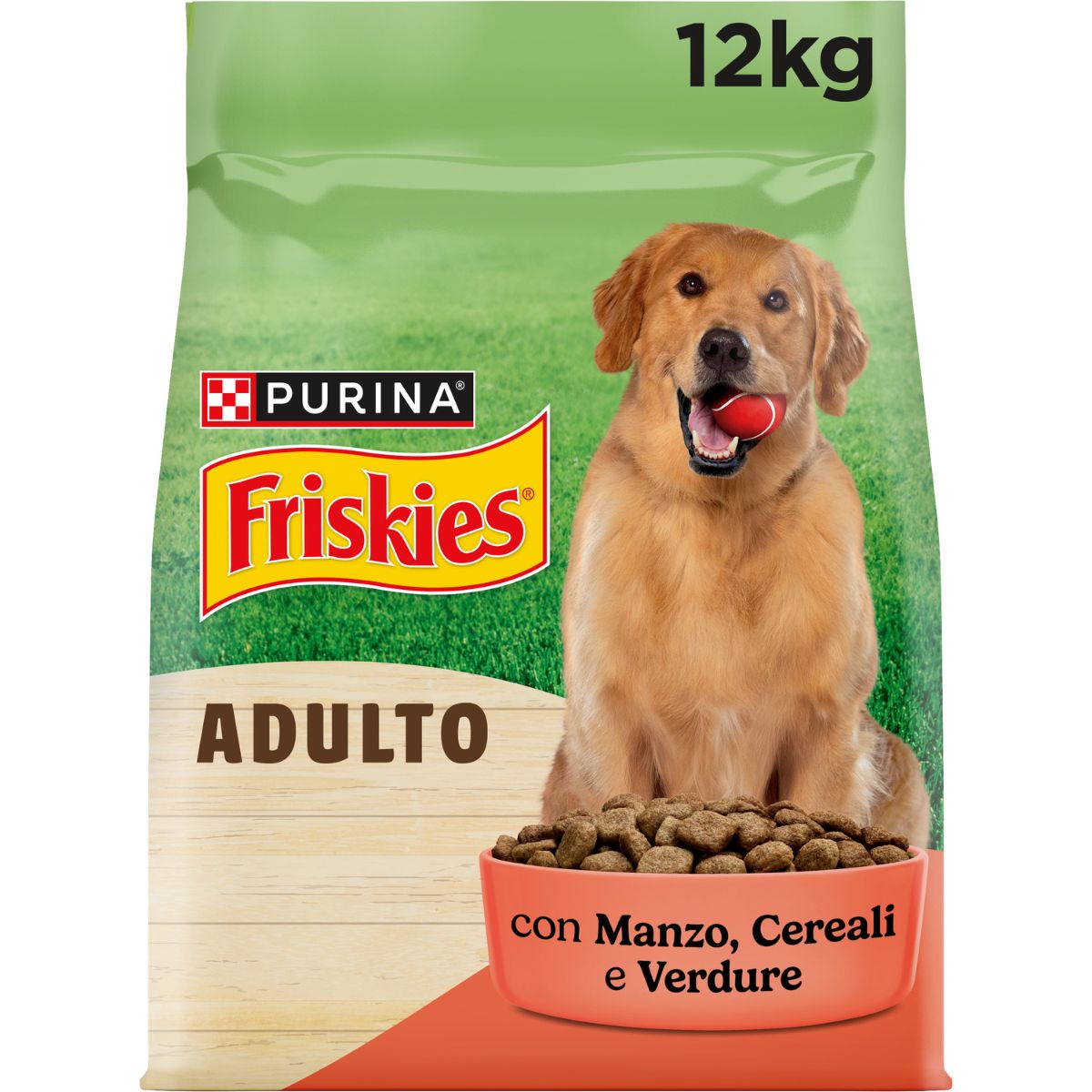 PURINA FRISKIES® Adulto crocchette per cani con Manzo e Verdure in confezione da 12kg