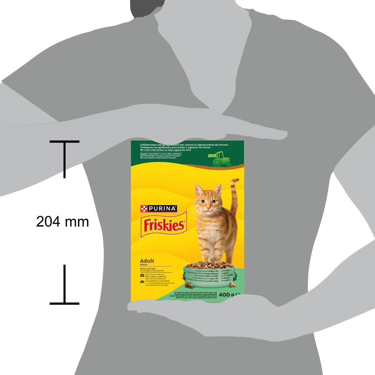 PURINA FRISKIES® Adult con un gustoso mix di Coniglio e Pollo e con Verdure in scatola di cartone da 400g