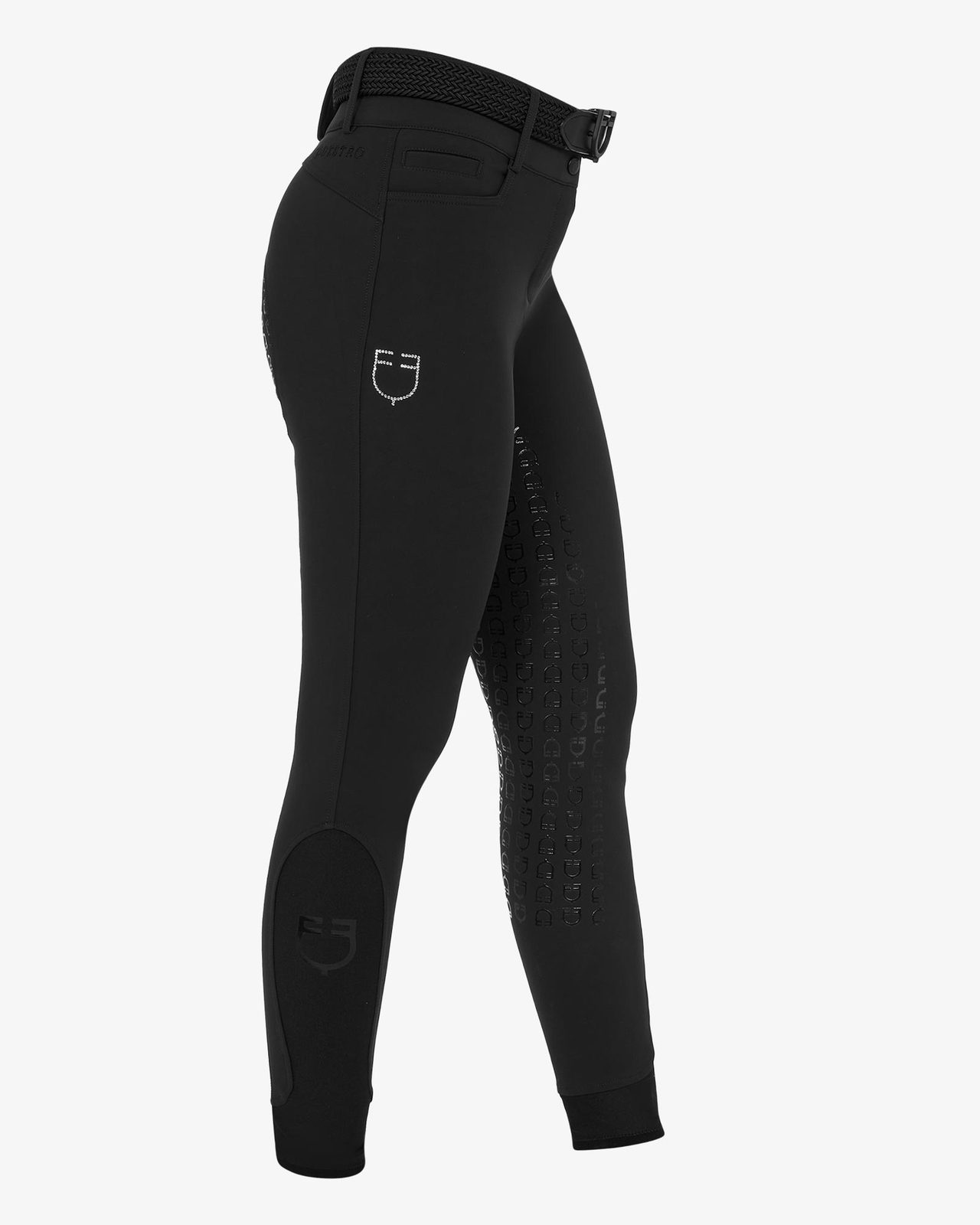 Women's high-waisted full-grip breeches with rhinestone logo