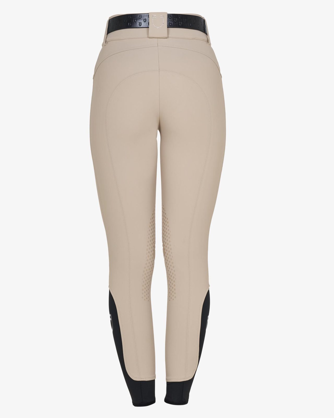 Pantaloni donna a vita alta logo in strass