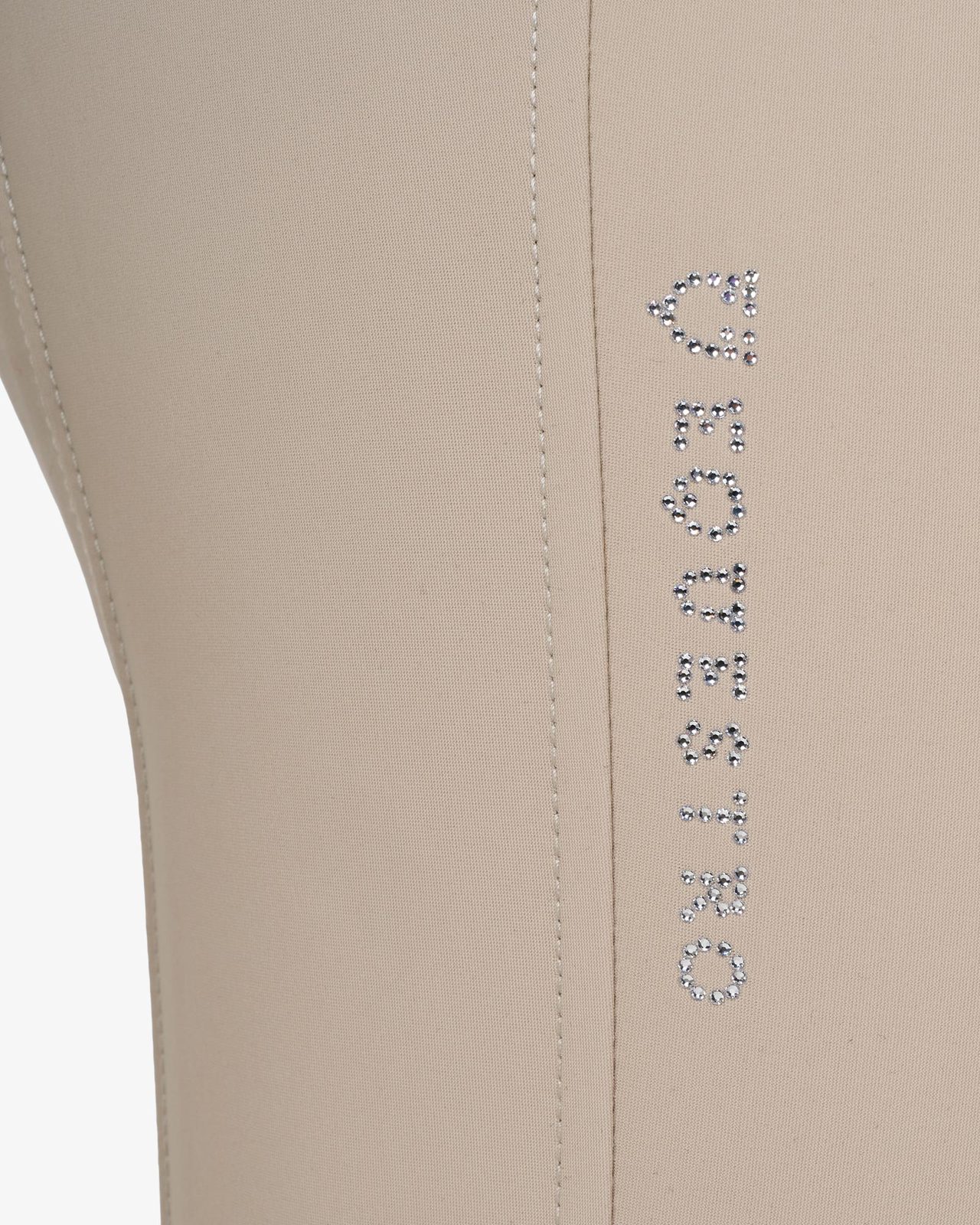 Pantaloni donna a vita alta logo in strass