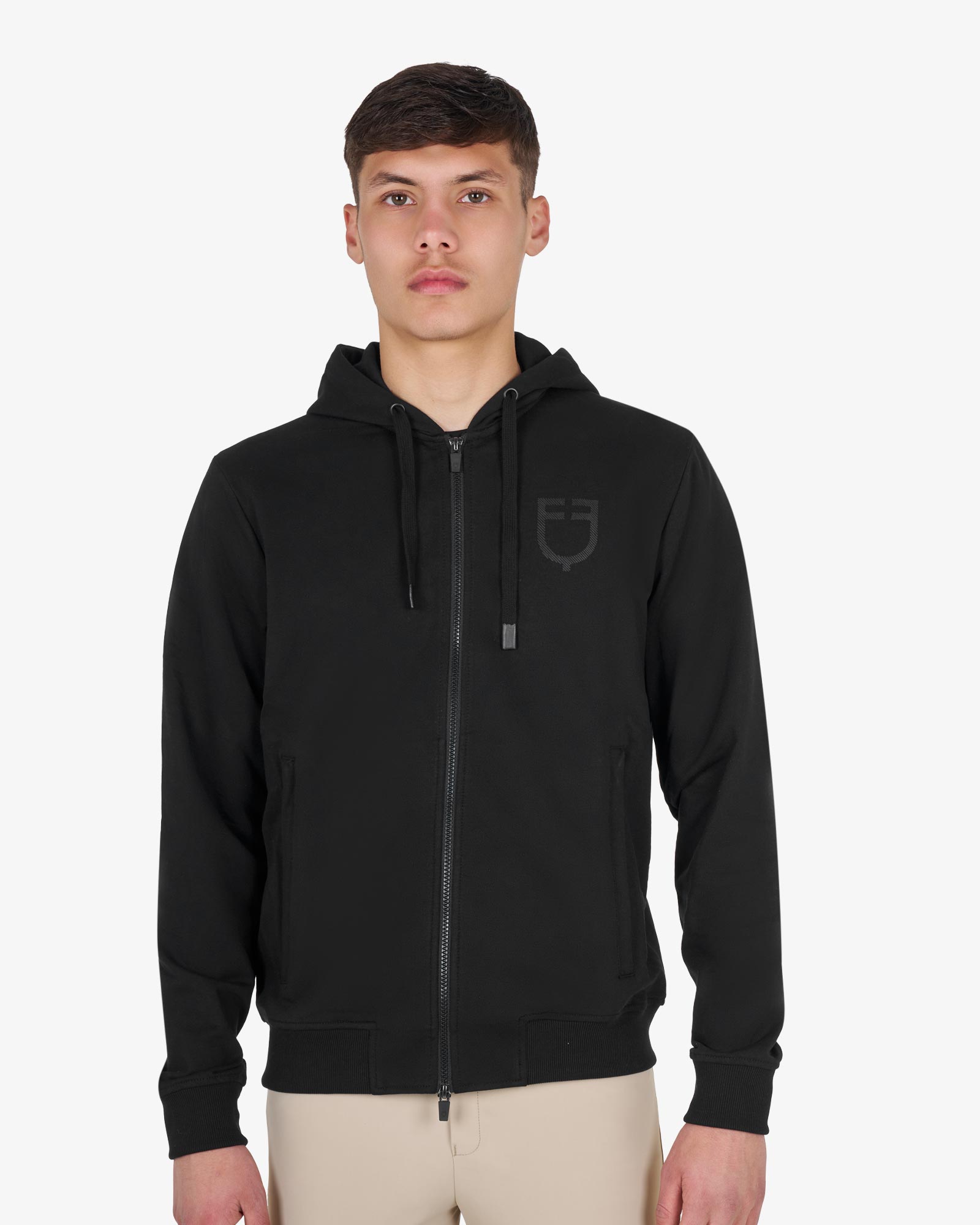 Felpa uomo con cappuccio regolabile e zip