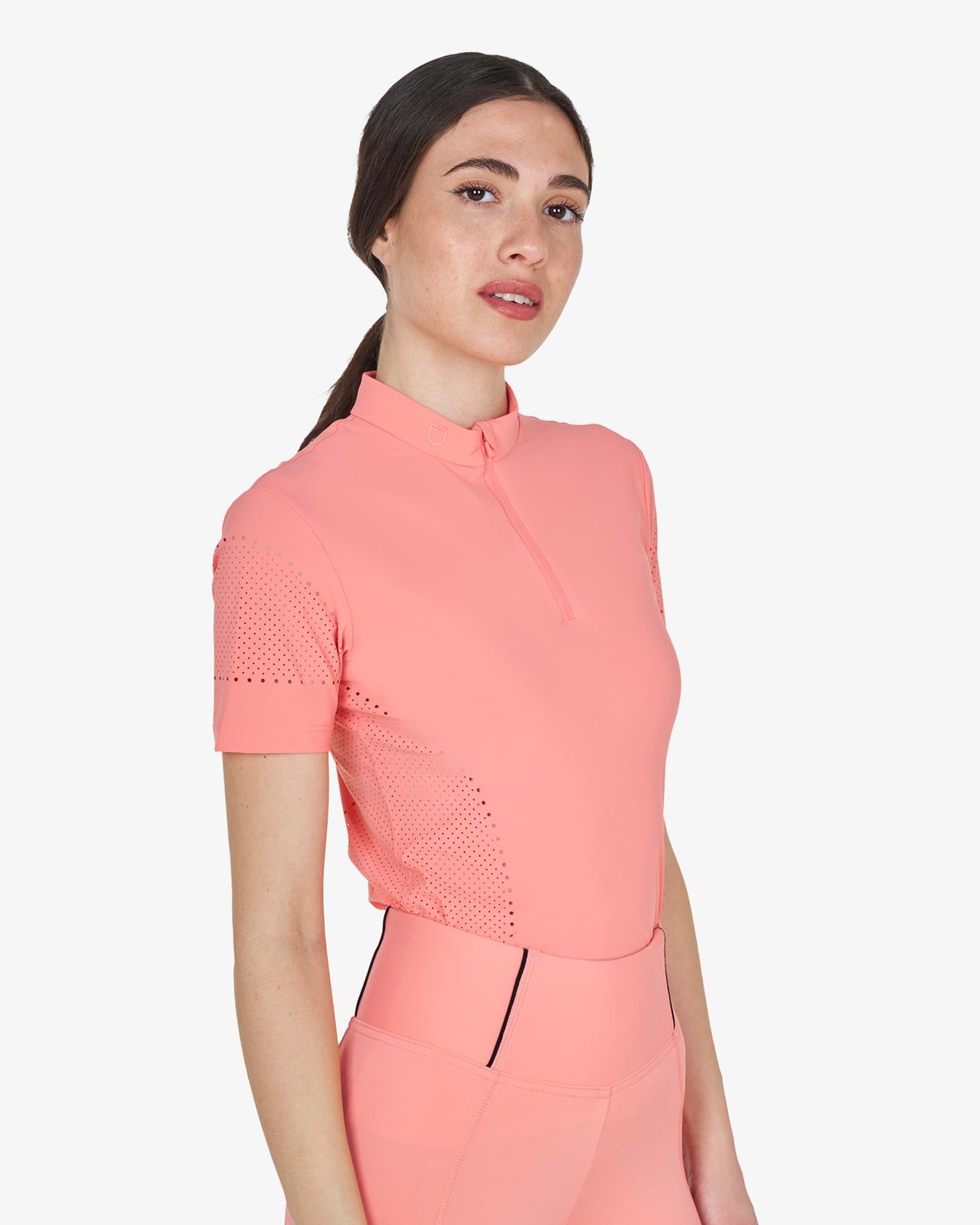 T-shirt donna da allenamento in tessuto tecnico con microfori