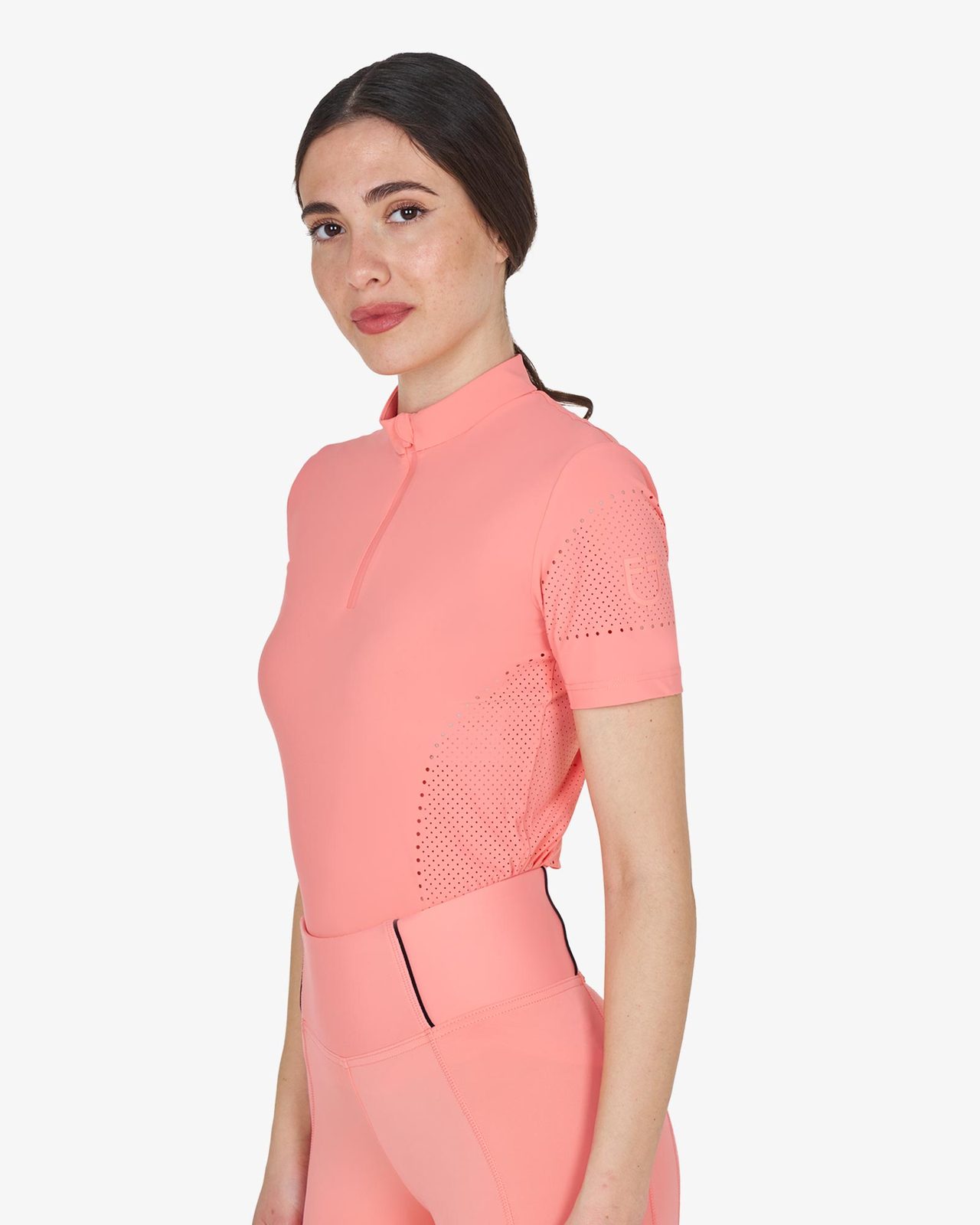 T-shirt donna da allenamento in tessuto tecnico con microfori
