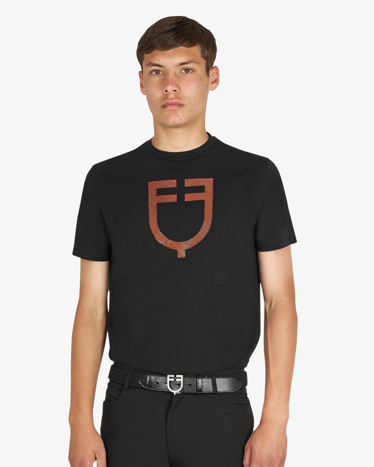 Men's basic T-shirt with glossy logo
