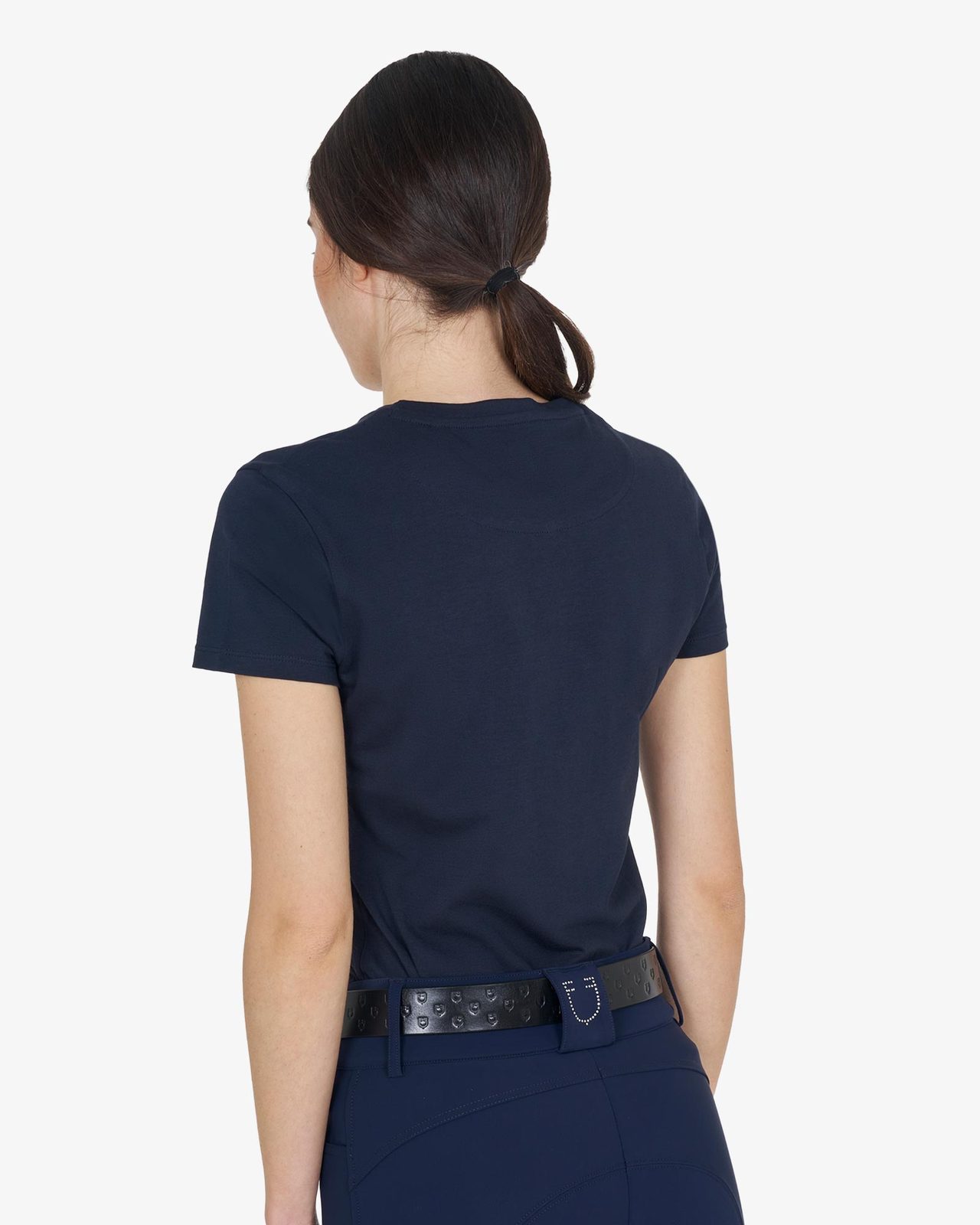 T-shirt donna in cotone logo laminato