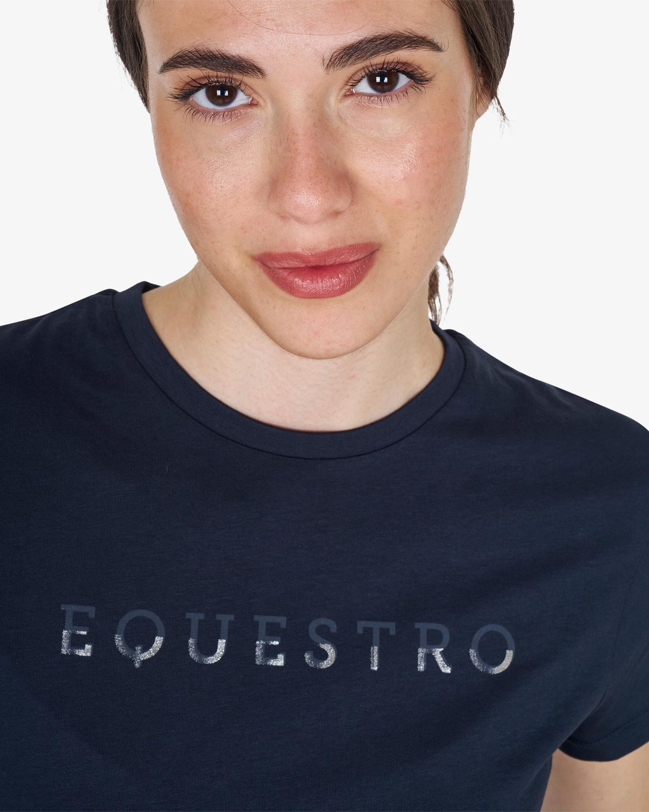 T-shirt donna in cotone logo laminato