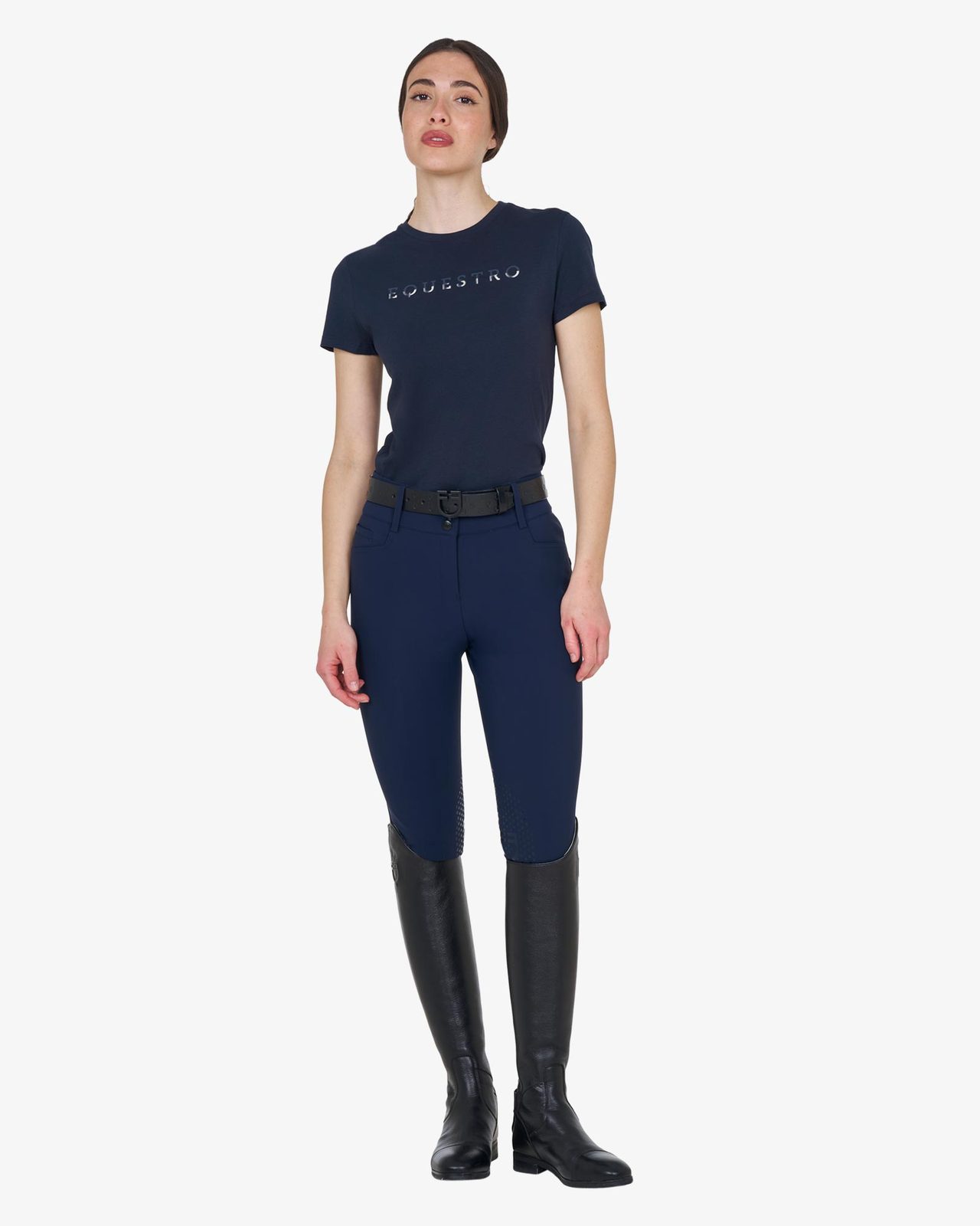 T-shirt donna in cotone logo laminato