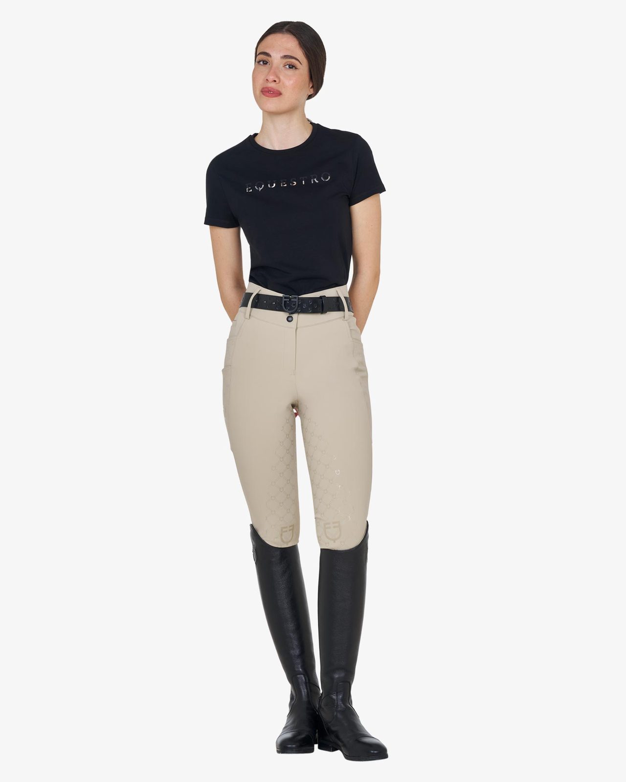 Pantaloni donna a vita alta monogram