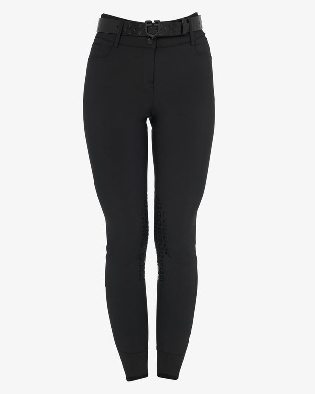 Women's high-waisted breeches with rhinestone logo