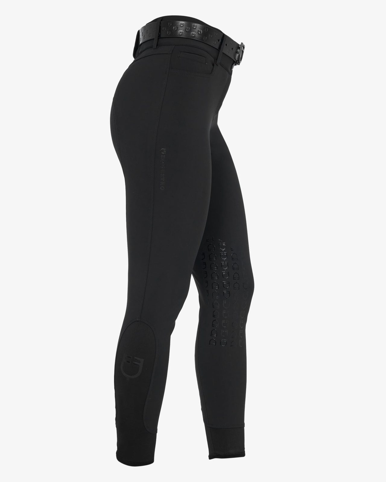 Pantaloni donna a vita alta logo in strass