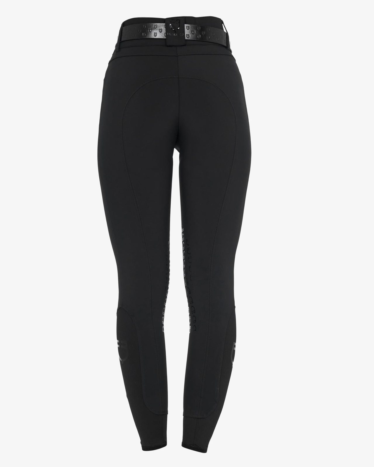 Pantaloni donna a vita alta logo in strass