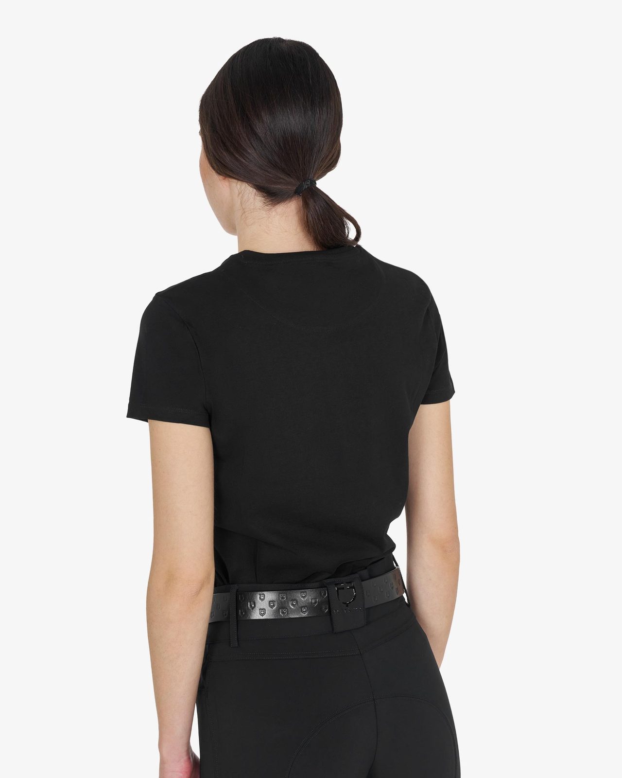 T-shirt donna in cotone logo laminato
