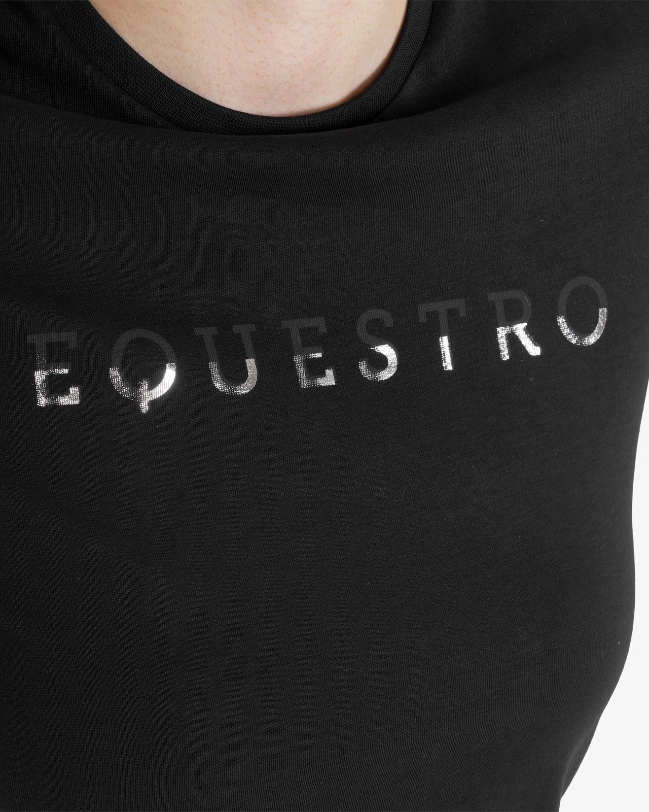 T-shirt donna in cotone logo laminato