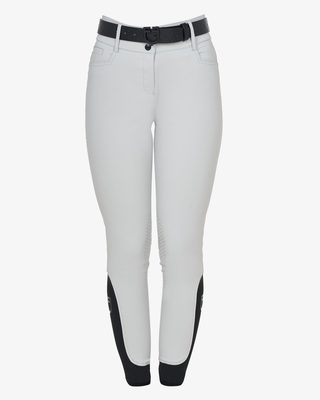 Pantaloni donna a vita alta logo in strass