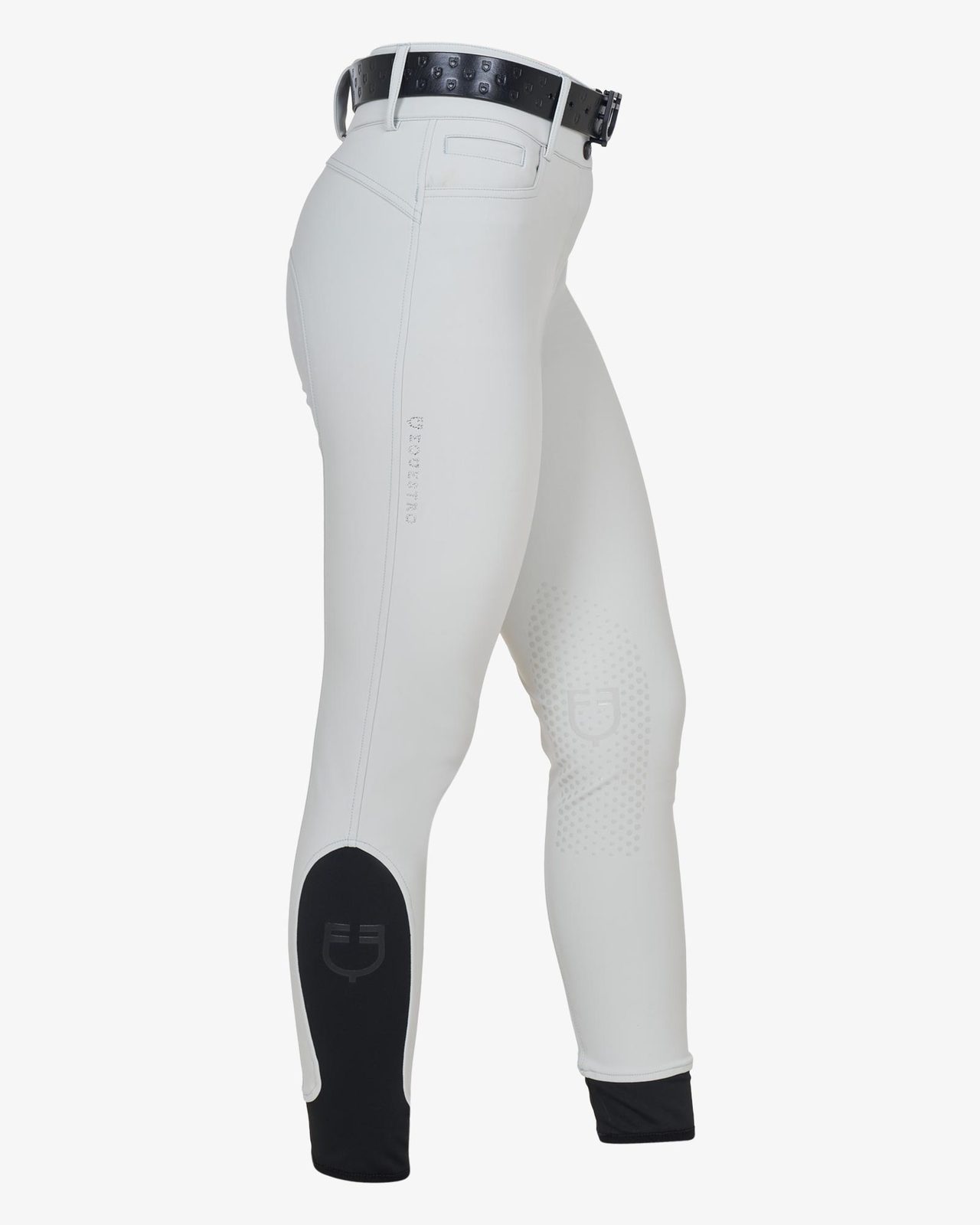 Pantaloni donna a vita alta logo in strass