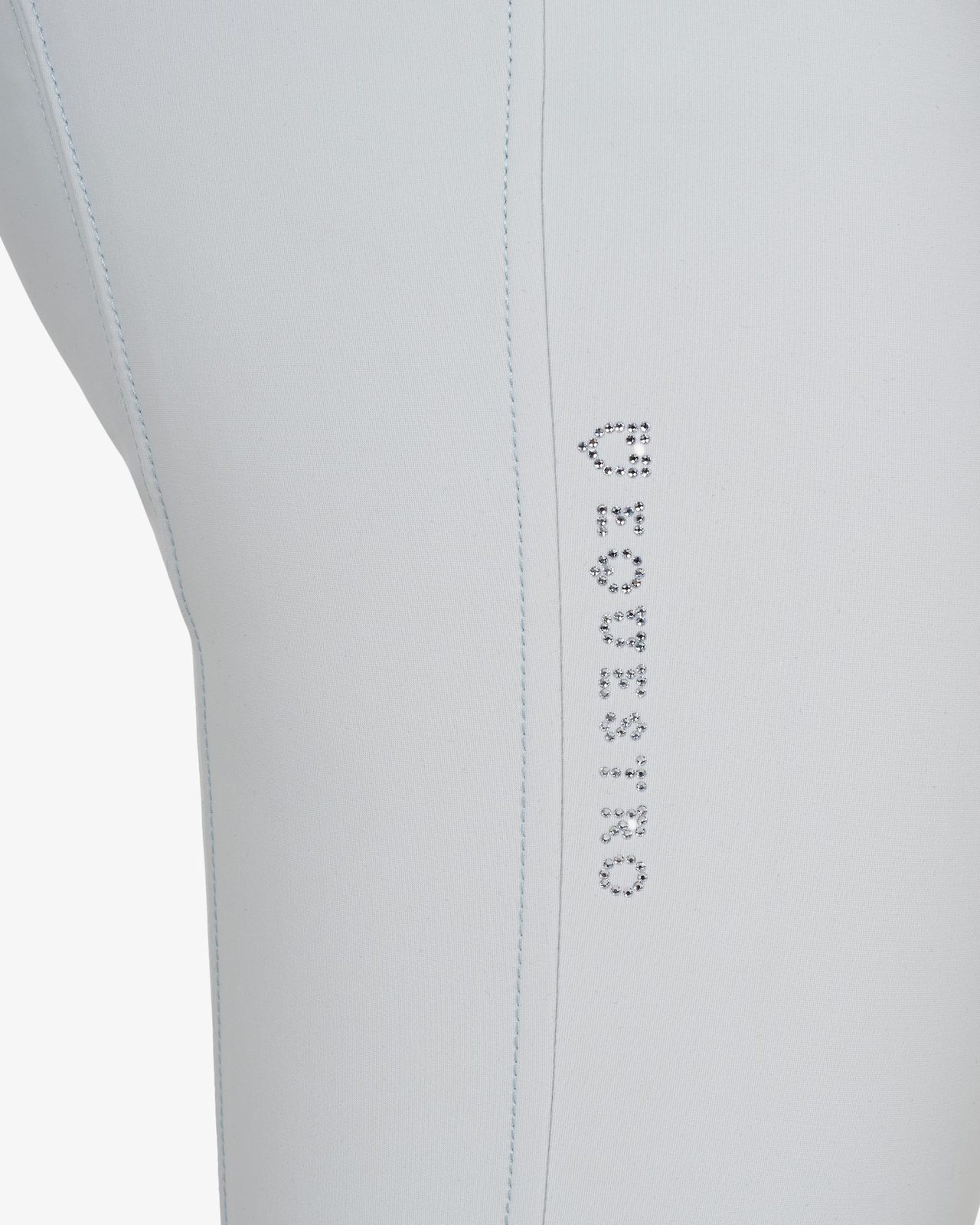 Pantaloni donna a vita alta logo in strass
