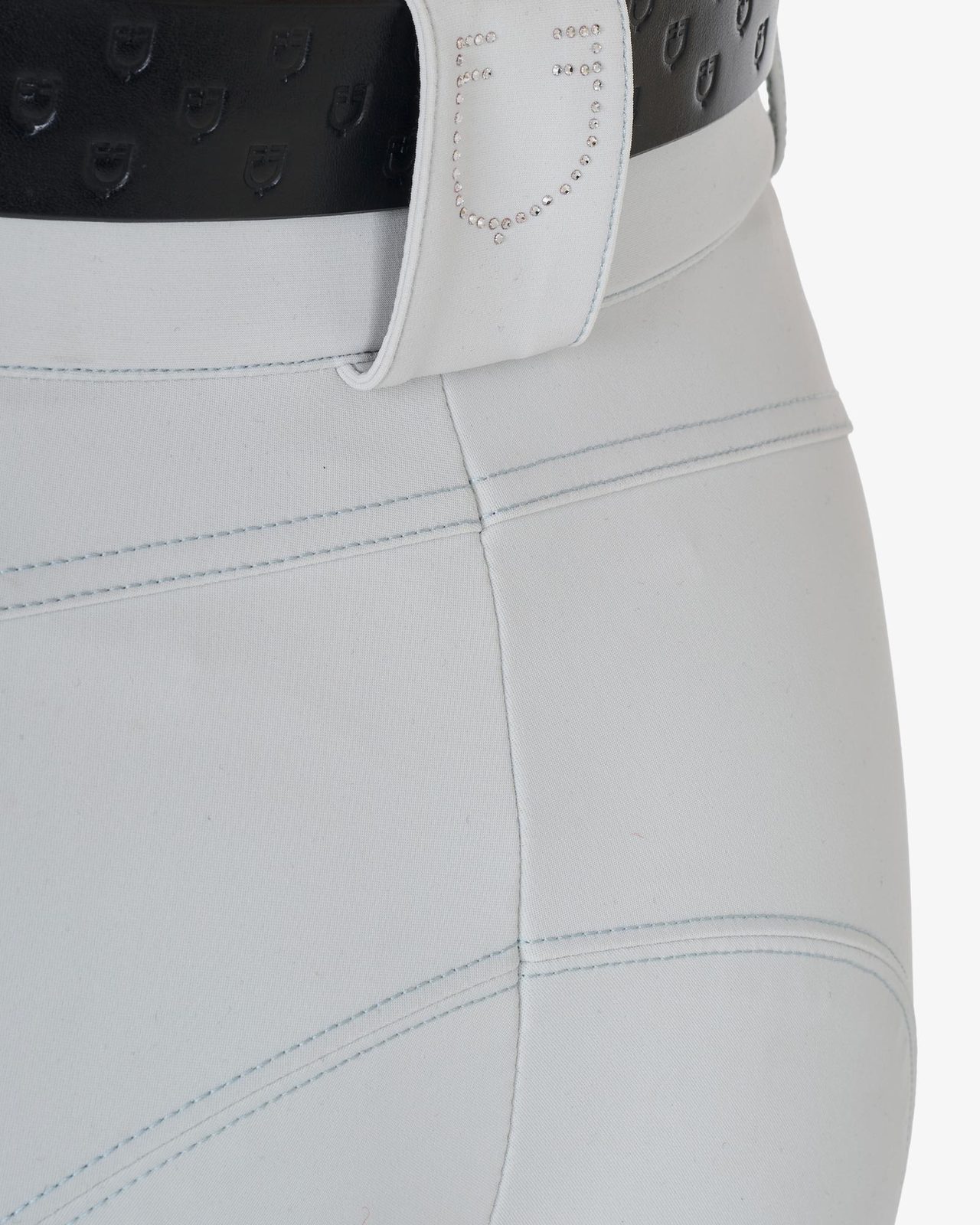 Pantaloni donna a vita alta logo in strass