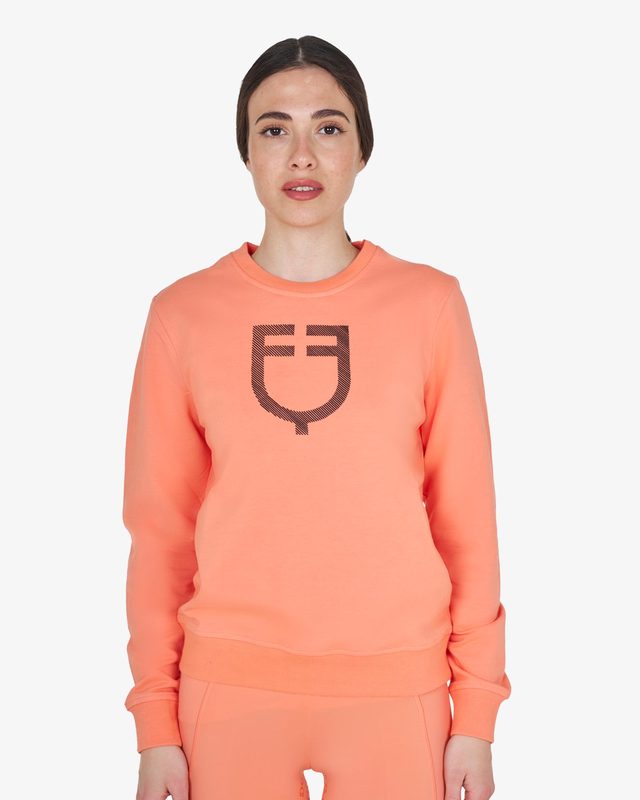 Women's crewneck sweatshirt with chest logo