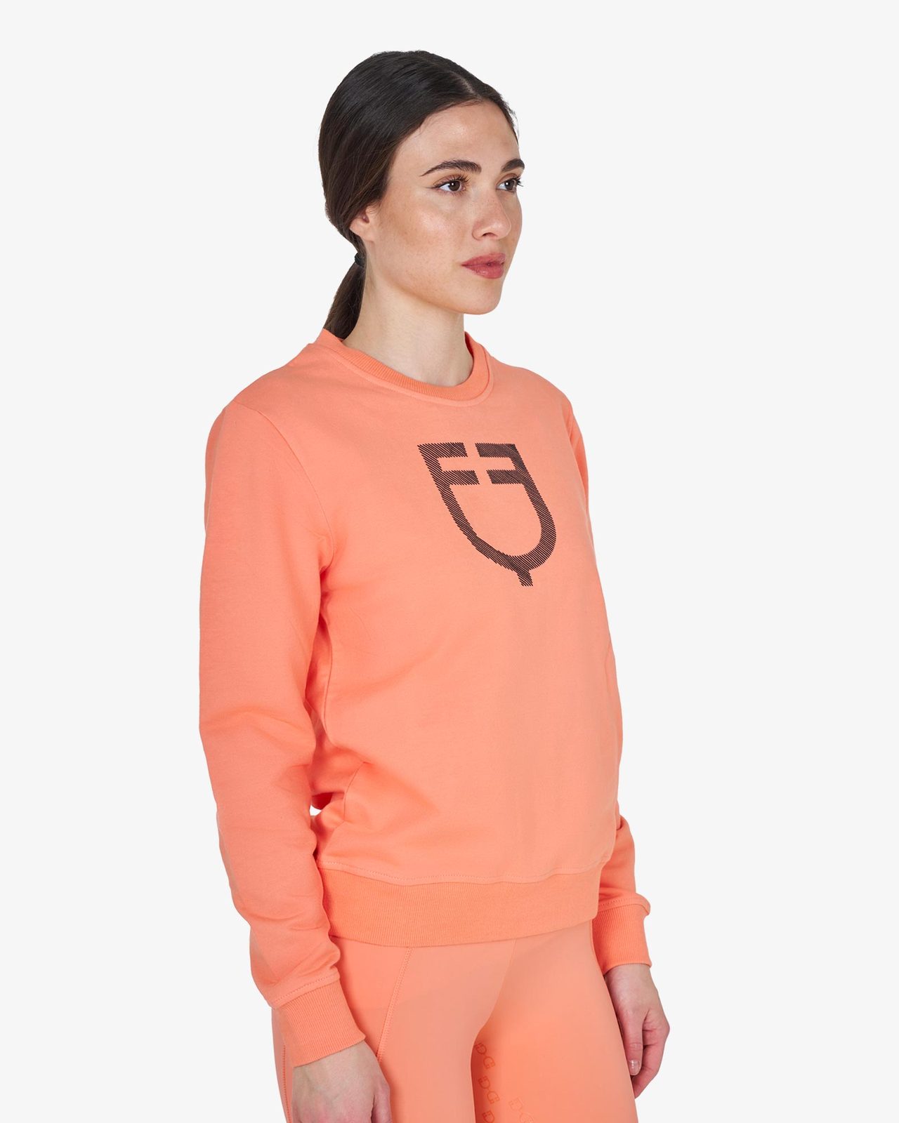Women's crewneck sweatshirt with chest logo