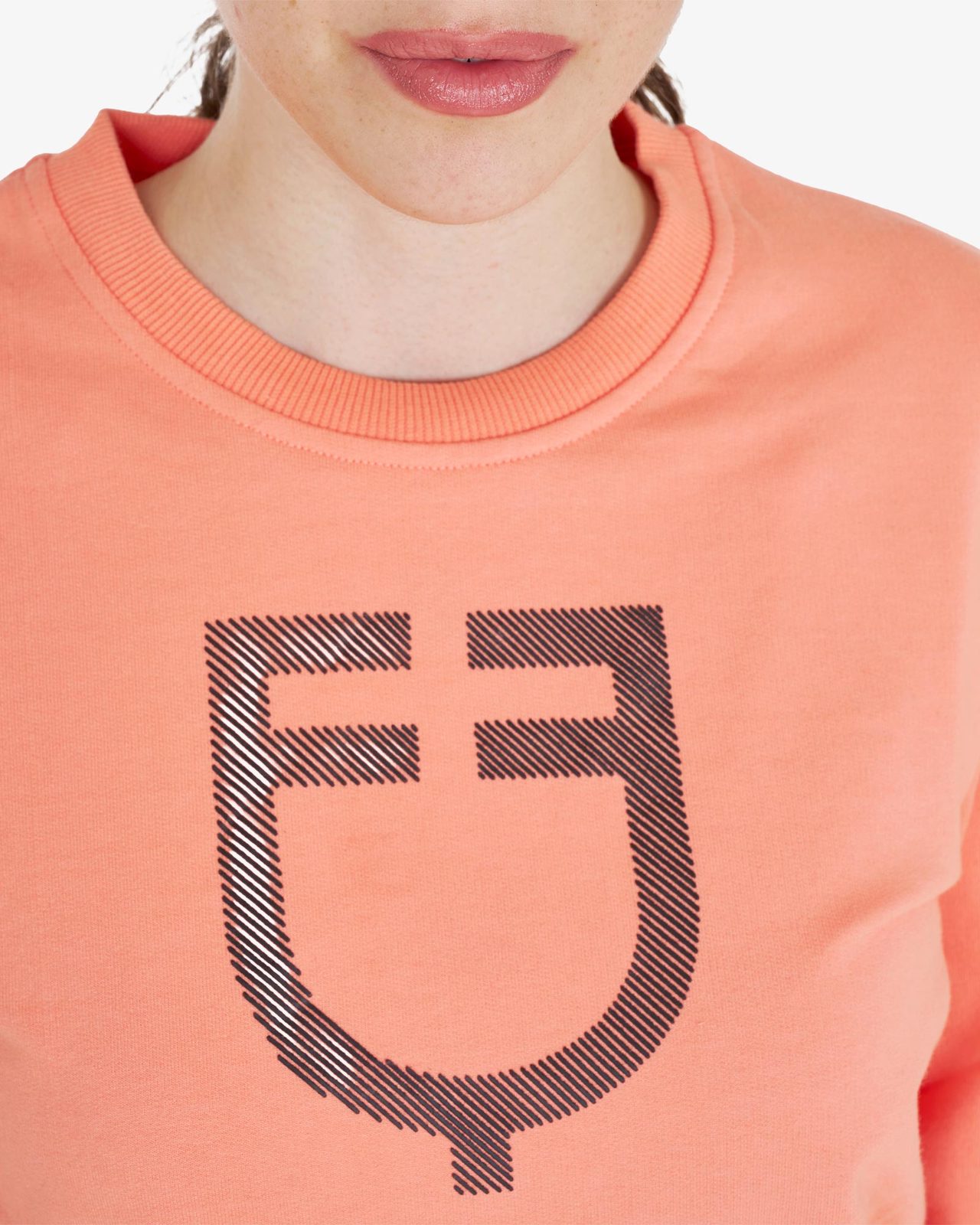 Women's crewneck sweatshirt with chest logo