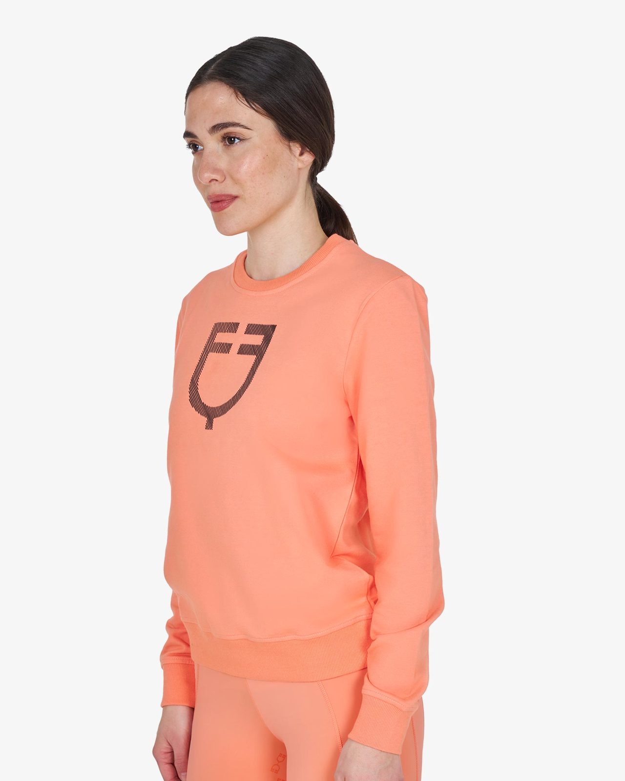 Women's crewneck sweatshirt with chest logo