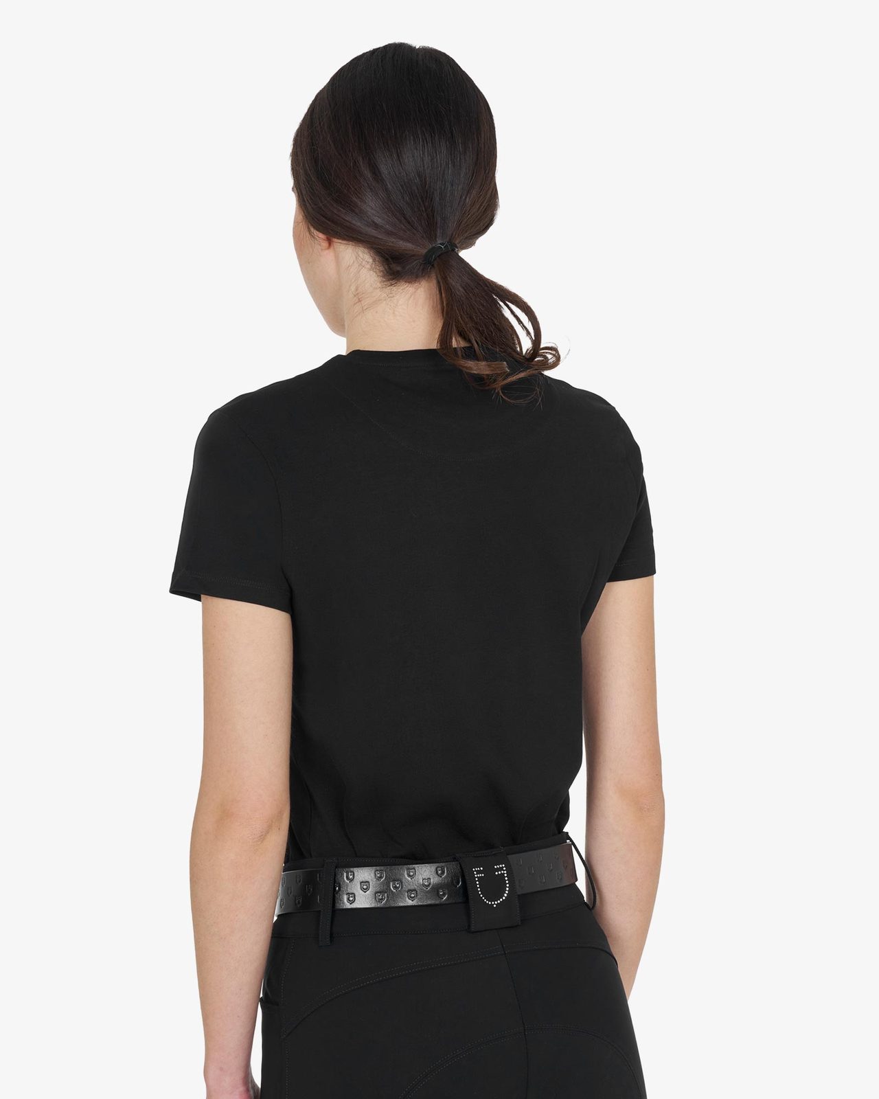 T-shirt basic donna logo glossy tono su tono