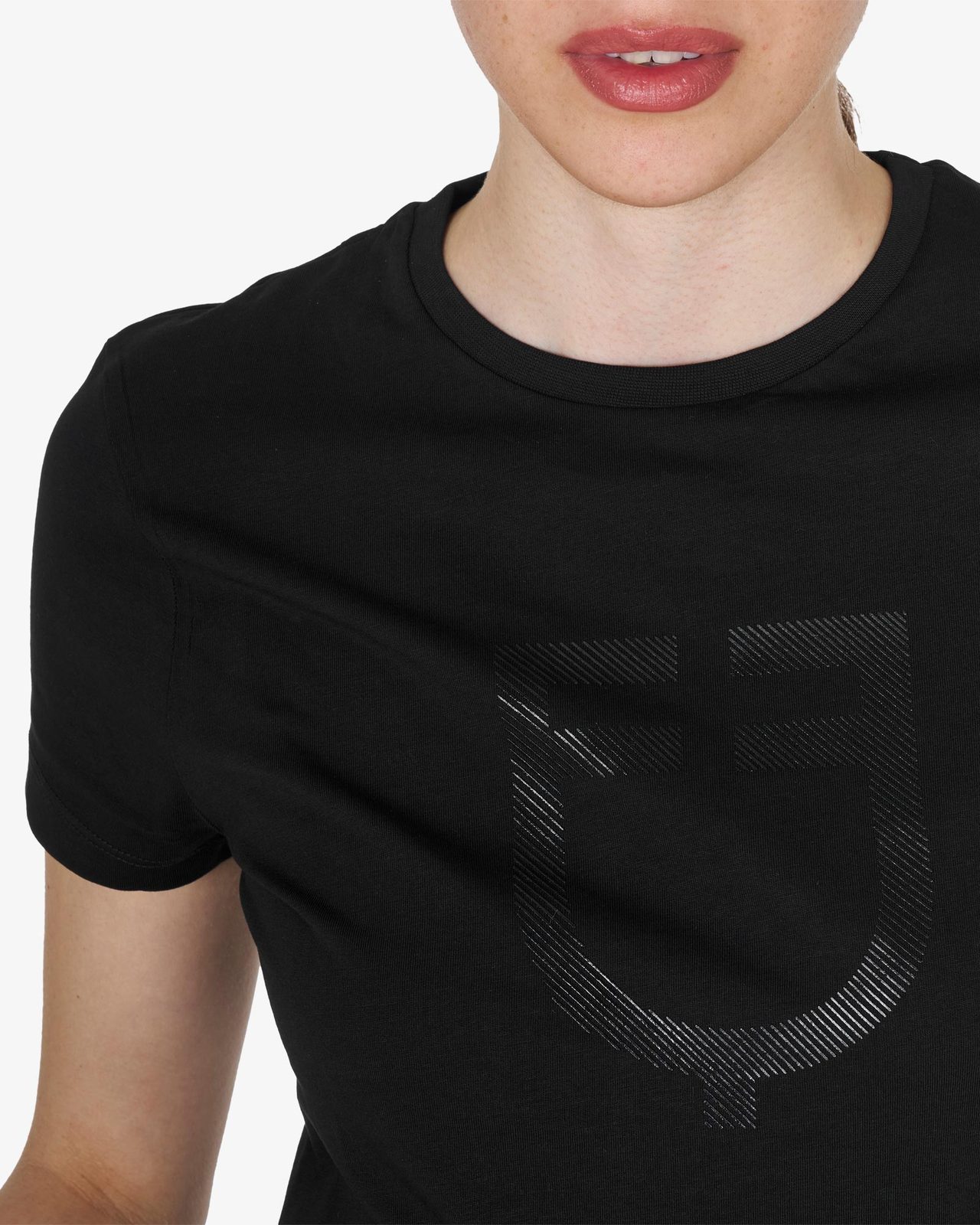 T-shirt basic donna logo glossy tono su tono