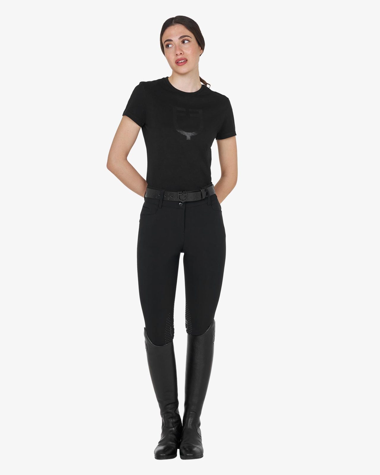T-shirt basic donna logo glossy tono su tono