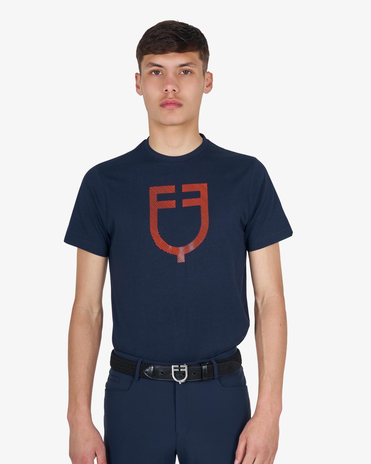 Men's basic T-shirt with glossy logo