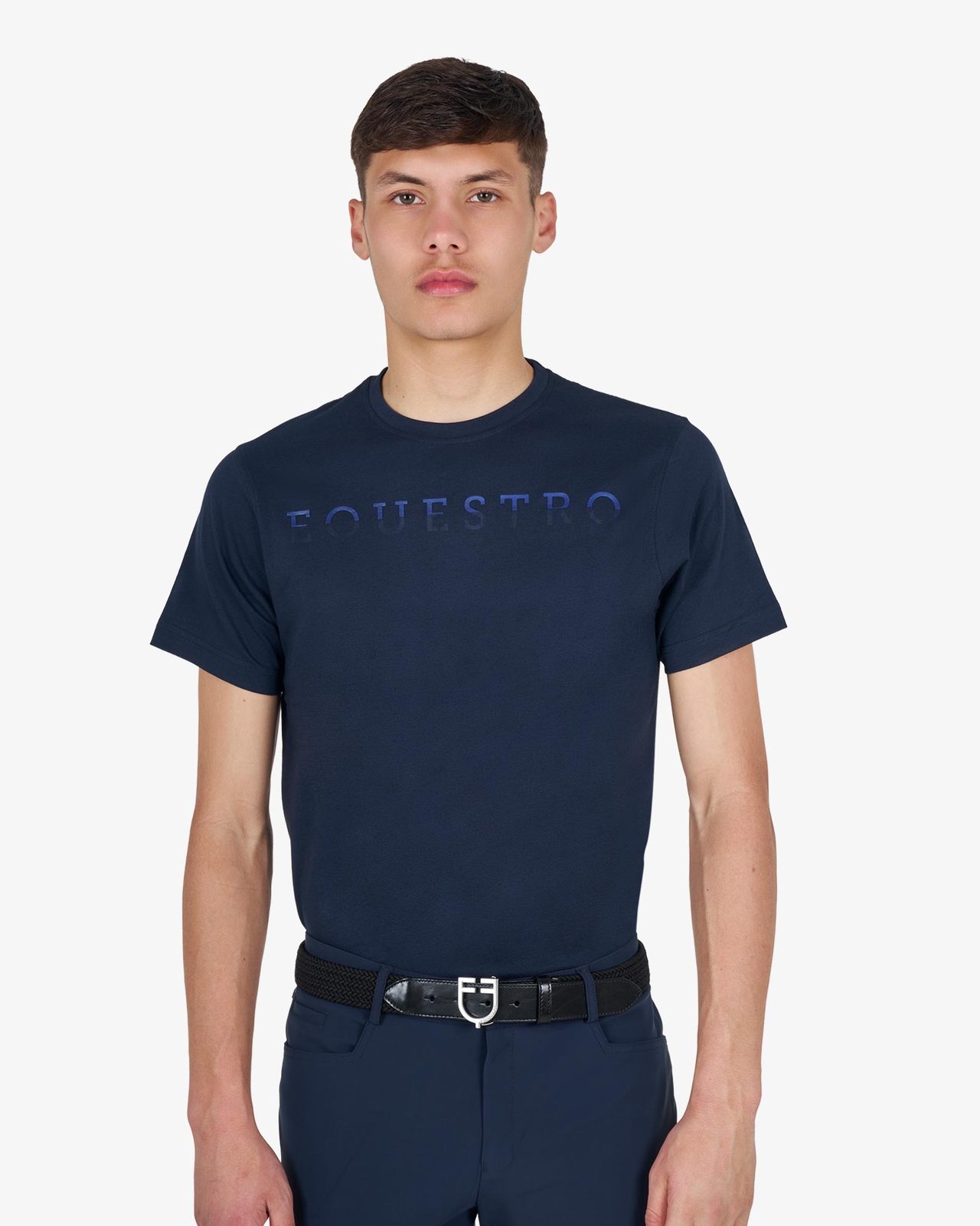 Men's basic T-shirt with chest lettering