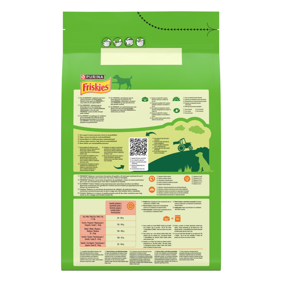 PURINA FRISKIES® Balance crocchette per cani adulti con un gustoso mix di Pollo e Manzo e con Verdure in confezione da 3kg
