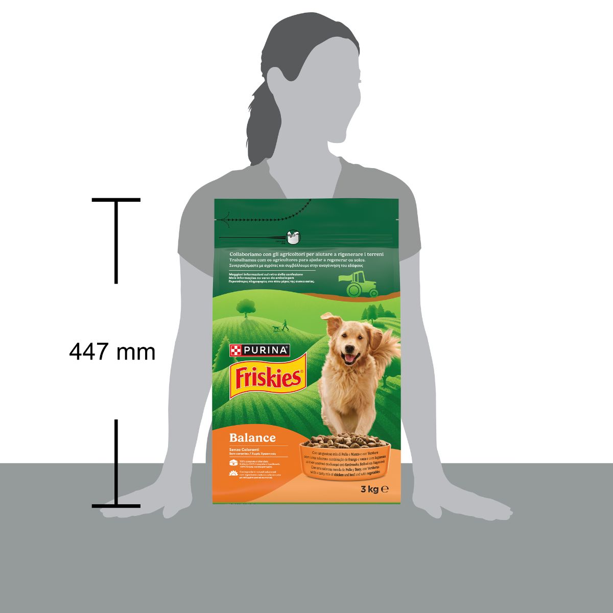 PURINA FRISKIES® Balance crocchette per cani adulti con un gustoso mix di Pollo e Manzo e con Verdure in confezione da 3kg