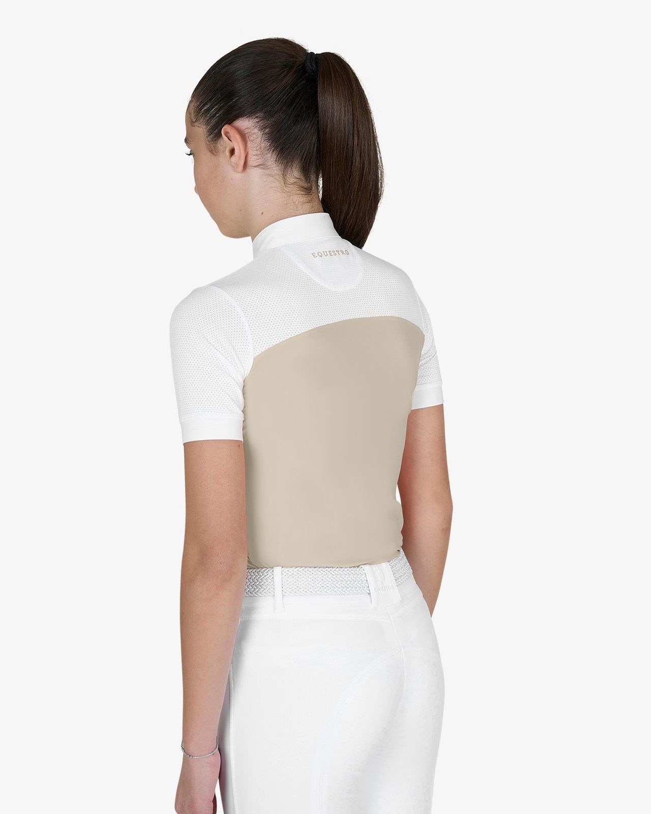 Polo bambina da concorso slim fit tessuto traforato